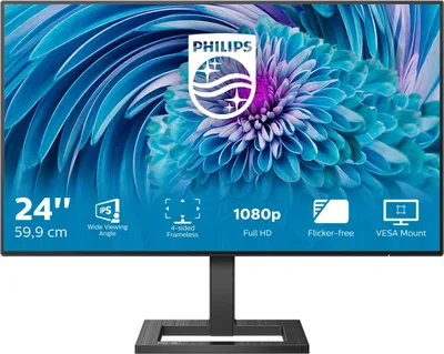Produktbild von Philips E Line 241E2FD/00, 60,5 cm (23.8"), 1920 x 1080 Pixel, Full HD, LED, 4 ms, Schwarz