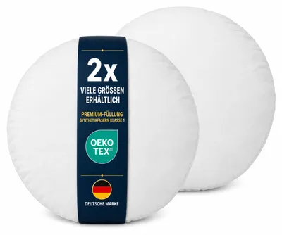 Obrázok produktu pre Plnené vankúše, priemer 60 cm, balenie po 2 kusy – Kvalitné vnútorné vankúše s výplňou z polyesteru triedy 1, vhodné pre alergikov, OEKO-TEX, určené na výplň dekoratívnych vankúšov