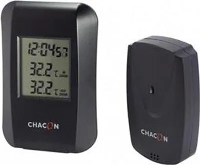Zdjęcie produktu dla Chacon 54414, Elektroniczny termometr środowiskowy, Wewnątrz/Na wolnym powietrzu, °C, Analogowy, Czarny, Plastik