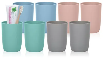 Produktbild von Zahnputzbecher Set 8 Stück 280ml Stapelbar Bruchfest