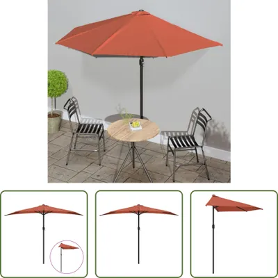 Immagine prodotto di The Living Store ombrellone da balcone in alluminio terracotta 300x155x223cm semicircolare