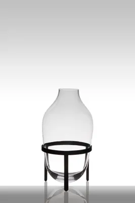 Produktbild von INNA-Glas Bodenvase Glas Camilo auf Standfuß, Trichter - rund, klar, 39cm, Ø 19cm - Große Vase - Runde Vase
