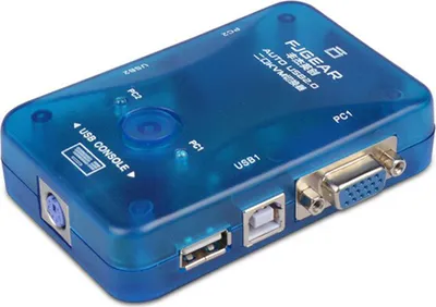 Produktbild von D44C Bolwins KVM Switch 2 Port – USB 2.0 VGA PS2 Umschalter für 2 Computer – Tastatur Maus Monitor – Plug & Play