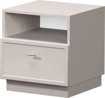Immagine prodotto di Comodino Lorini con cassetto – Design moderno | Colore: cashmere/oro | Dimensioni: 45x47x45 cm