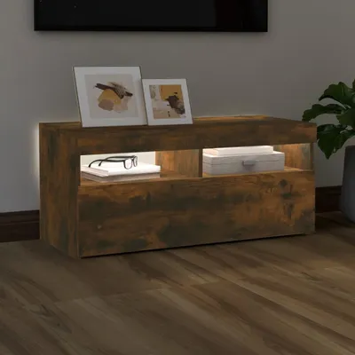 Produktbild von Möbel TV-Schrank mit LED-Leuchten Räuchereiche 90x35x40 cm - TV-Schränke &47188