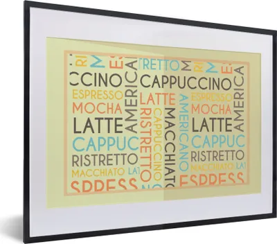 Produktbild von MuchoWow® MuchoWow® Gerahmtes Poster "Espresso, Latte, Cappuccino" - Kaffee - Sprichwörter - Zitate 40x30 cm - Poster mit zchwarzem Bilderrahmen - Bilderrahmen - Poster im Rahmen
