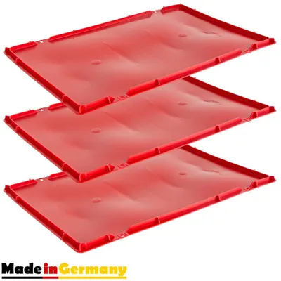 Produktbild von Eurobox 1-30 x Deckel Fleischerkiste 40 x 60 cm Fleischkiste Metzgerkiste Stapelkiste Eurokasten 40 x 60 cm Rot Auswahl Kingpower, Anzahl:3