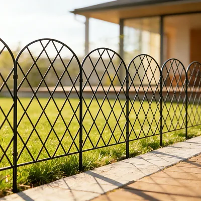 Gartenzaun 80 cm H x 45 cm B, 10 Paneele, 4,5 m, Metall, schwarz