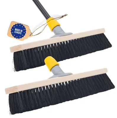 Produktbild von Novaliv 2x Saalbesen 50 cm mit Stiel Borsten Haarmischung besen fein Ideal als Werkstattbesen mit Stiel Hallenbesen Industriebesen Hausbesen Kehrbesen Zimmerbesen Haarbesen Terassenbesen Besen weich
