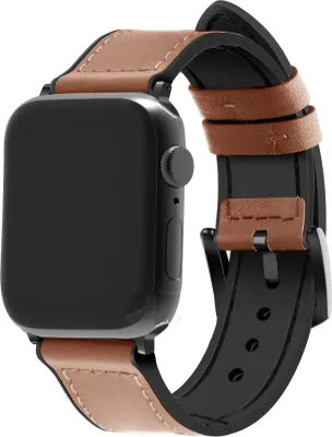 Produktbild von Strap-it Apple Watch 8 Leder-Hybridschnallanarmband (Braun)