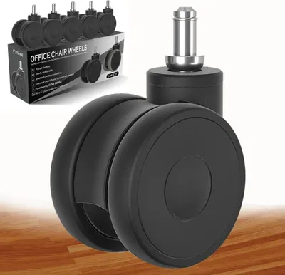 Produktbild von Bürostuhlrollen 75 mm, 5 Stücke, 11 mm Pin, bis 350 kg, 360 Grad drehbar, für Büro