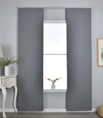 Produktbild von 2er Set Flächenvorhänge mit Paneelwagen HxB 245x60 cm Grau 100% Verdunkelung Blackout »München Dark« Paneelwagen Dreischichtige Bindung 202410P-2
