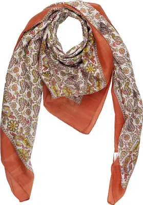 Produktbild von Baumwolltuch Paisley allover Muster07 rot-terracotta quadratisches Tuch