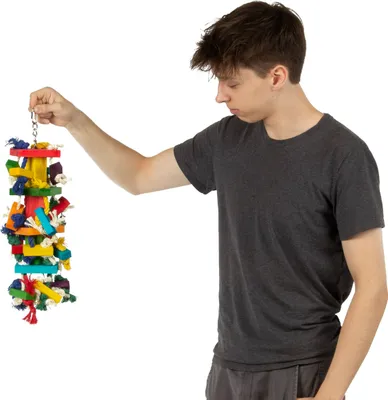 Produktbild von Xl Papageienspielzeug Aus Holz | Bunte Äste Und Klötze | Für Große & Mittelgroße Vögel