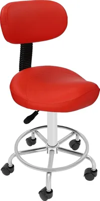 Zdjęcie produktu dla Krzesło siodłowe, ergonomiczna konstrukcja, regulowana wysokość, czerwone