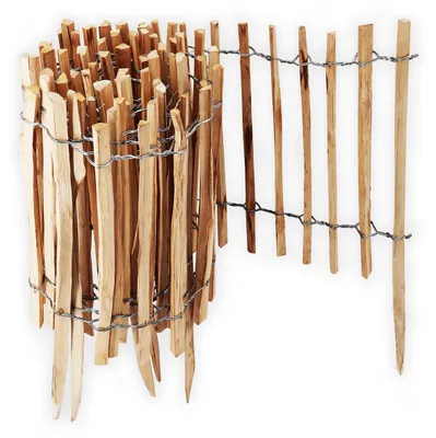 Imagen del producto de Valla de jardín - Valla de estacas enrollable - 5 m x 60 cm - Madera de avellano - Valla de estacas de madera para borde de parterre
