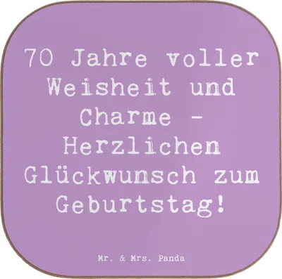 Produktbild von Mr. & Mrs. Panda Untersetzer für Gläser Spruch 70. Geburtstag - Lavendeltraum - Geschenk, Tischuntersetzer, Geburtstagsgeschenk, Happy Birthday, Coaster, Holzuntersetzer