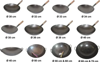 Produktbild von Wok Pfanne Ø 30 - 75 cm runder Boden China Gastronomie Gasherd Kohlenstoffstahl