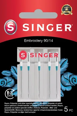 Obrázek produktu pro Singer Embroidery Needle 90/14 5PK 7393033107369