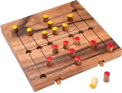 Produktbild von Mühle Gr. XL mit klappbarem Spielbrett für 2 Spieler - Strategiespiel aus Holz
