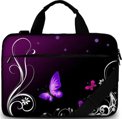Produktbild von Laptoptasche / Notebooktasche 15 - 15.6 Zoll aus Canvas, Schmutz & wasserabweisend, Lila Butterfly