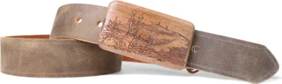 Produktbild von FRONHOFER hochwertiger Trachtengürtel mit Nussbaumholz Schnalle, Hirsch, 4 cm
