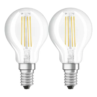 Produktbild von 2 x Osram LED Filament Leuchtmittel Tropfen 4W = 40W E14 klar 470lm warmweiß 2700K