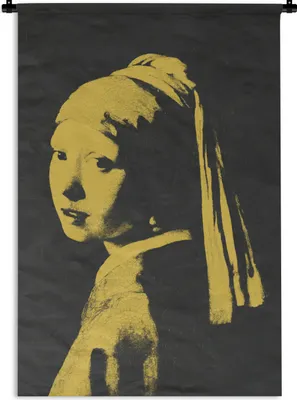 Produktbild von MuchoWow® Wandteppich Wandbehang Mädchen mit einem Perlenohrring - Johannes Vermeer - Gelb 120x180 cm Tapisserie Dekoration Wandtuch - Schlafzimmer - Dekorationen für das Haus