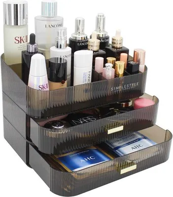 Produktbild von Schminkorganizer 2 Schubladen, groß, schwarz, für Schlafzimmer und Badezimmer