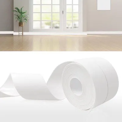 Image de Plinthe autocollante souple blanche 19 mm x 19 mm x 6 m | Plinthes adhésives en PVC | Plinthe flexible pour cuisine et salle de bain