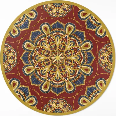 Produktbild von Reich verziertes Mandala orientalisches Muster– Vinylteppich – Indoor Teppich – Flur – Pflegeleicht – Runder Teppich – PVC Teppich – Outdoor Teppich – Pflegeleicht – fi 120cm