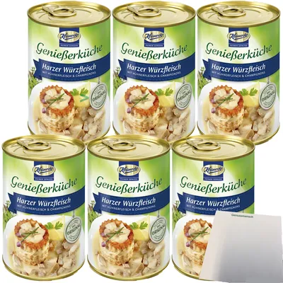 Produktbild von Keunecke Harzer Würzfleisch mit zartem Hühnerfleich 6er Pack (6x400g Dose) + usy Block