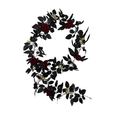 Produktbild von Künstliche Rose Rebe,Schwarze Blume Girlande,Künstliche Rebe,Halloween künstliche hängende Rebe,Dekorative Rose Rebe