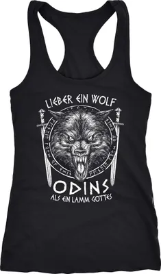 Produktbild von Damen Tank-Top Lieber ein Wolf Odins als ein Lamm Gottes nordische Mythologie Wikinger Racerback Neverless® schwarz M