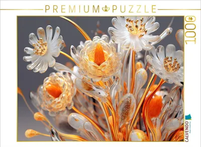 Produktbild von Calvendo Elegantes Blütengesteck wie aus Glas in orange und gold - Foto-Puzzle', 1000 Teile, 1000 Stück(e), Kunst