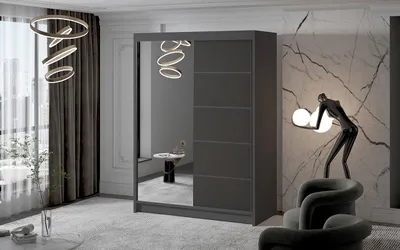 Obrázek produktu pro Dvoudveřová skříň se zrcadlem NICA - šířka 150 cm, černá
