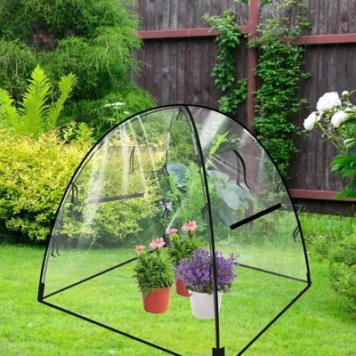 Image de Mini-serre pop-up en PVC transparent - film de protection pour plantes d'intérieur et d'extérieur - pour légumes, plantes et fleurs
