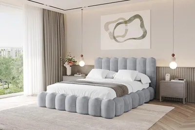Produktbild von ALTDECOR Polsterbett mit Bettkasten - SORA 200x200 Hellgrau Bett mit Matratze H3/H4, Kopfteil und Fußteil, Boxbett, Doppelbett mit Stauraum