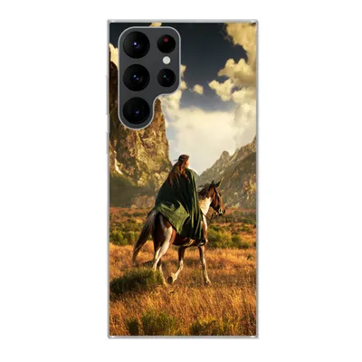 Produktbild von MuchoWow® Handyhülle Schutzhülle Hülle für Samsung Galaxy S22 Ultra Pferd - Reiter - Natur Silikon Softcase Handy Hülle - Abbildung