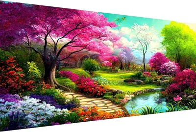 Produktbild von XXL DIY Malen nach Zahlen Erwachsene, Blumen Landschaft 80x40cm, Handgemalte Ölfarben Set mit Leinwand