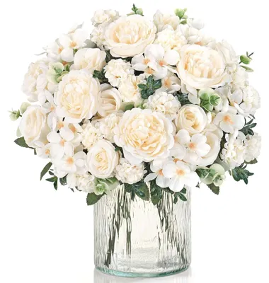 Immagine prodotto di Due composizioni di fiori artificiali: rose e peonie, ideali per la decorazione