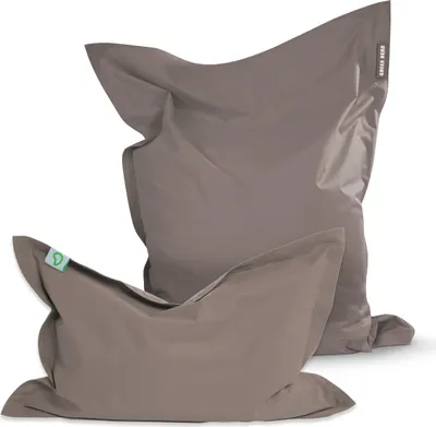 Produktbild von Green Bean® 2er Set SQUARE XXL Sitzsack + BeBi Sitzsack - mit EPS Perlen Füllung & waschbarem, abnehmbarem Bezug für Kinder & Erwachsene - Khaki