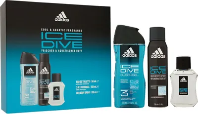 Produktbild von Adidas Ice Dive Geschenkset EdT 50ml+ Deo Spray 150ml + Duschgel 250ml 3-teilig