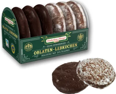Obrázek produktu pro Haeberlein oplatky perníkové 2násobné assorted glazované v čokoládě 200g