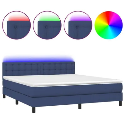 Obrázek produktu pro vidaXL Boxspring postel s matrací a LED modrá 180x200 cm látka