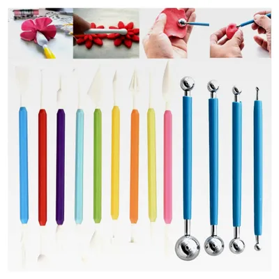 Produktbild von 13-teiliges Modellierwerkzeug-Set für Fondant, multifunktionale Werkzeuge zum Modellieren, geeignet für das Backen, Dekorieren von Kuchen, Herstellen von Fudge und Schnitzen von Ton und Keramik