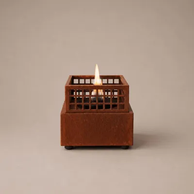 Produktbild von Tenderflame Agni 16 Corten - Tischkamin Tischfeuer Indoor, Bioethanol-Alternative mit Tenderfuel, dekoratives Deko-Feuer für Wohnzimmer, Tisch und Balkon