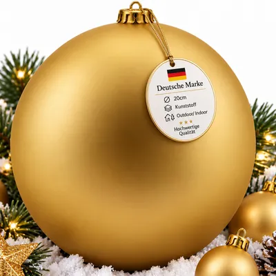 Zdjęcie produktu dla Bombki świąteczne, zewnętrzne, XXL, 20 cm - 1 sztuka, złote, matowe