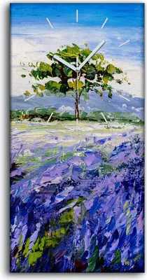 Produktbild von Wanduhr Bürouhr Leinwand Bild 30x60 Malerei Abstrakte Wiesen Landschaft Baum - weiße Hände