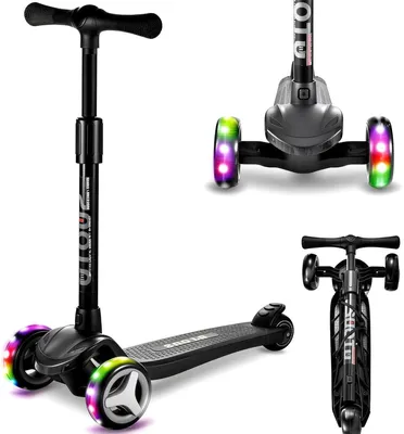 Productafbeelding van Suotu Kinderroller, zwart – een lichtgewicht driewieler voor kinderen met verstelbaar stuur en achterrem | Aluminium kinderroller voor jongens en meisjes vanaf 3 jaar